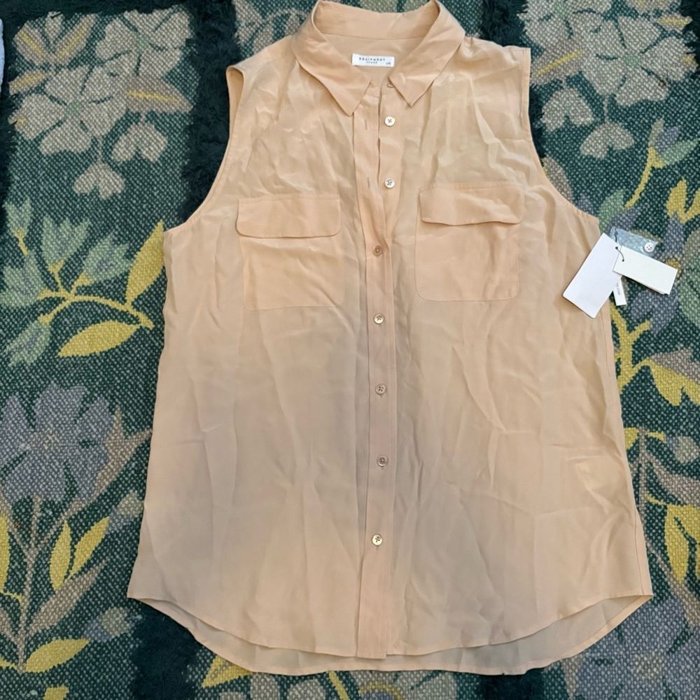 NWT Equipment slim signature sleeveless blouse cream Large